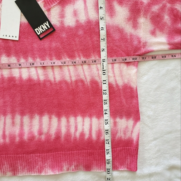 DKNY JEANS Long Sleeve Pink & White Tie-Dye Knit Sweater--M - Picture 11 of 11
